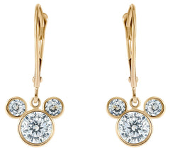 Diamonique's Disney 100 Facet Lever Back Earrings, 14K Gold