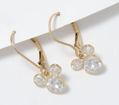 Diamonique's Disney 100 Facet Lever Back Earrings, 14K Gold