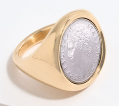 BellaOro 100 Lire Coin Ring, 14K Gold Over Resin, Size 10