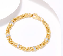 Diamonique Italia Sterling Silver Goldclad Polished Byzantine Bracelet, Size 8"