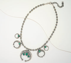 American West Sterling Silver Green Turquoise Naja Bead Necklace