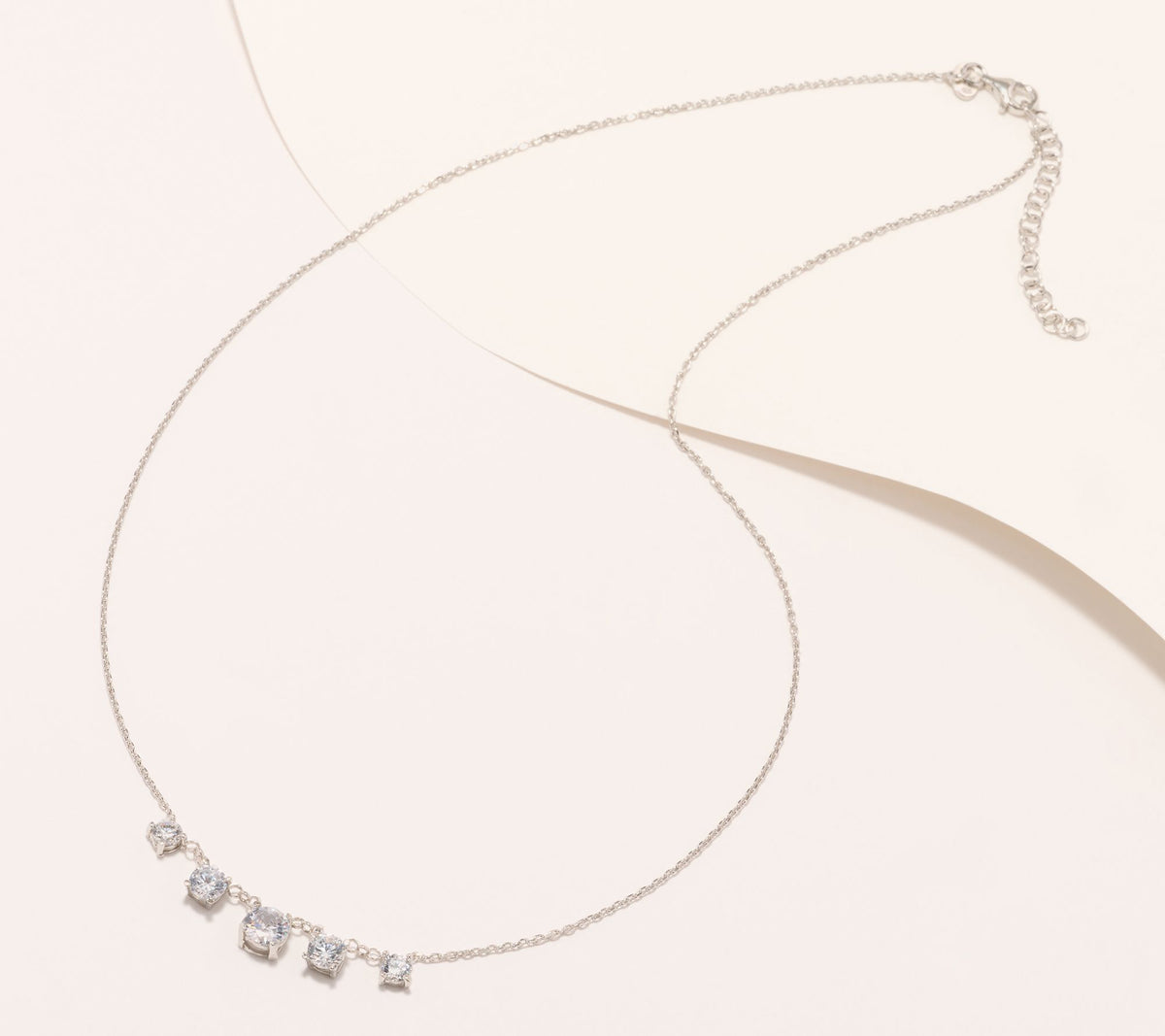 Diamonique Italia 5-Stone Necklace, Rhodium-Plated Sterling Silver
