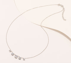 Diamonique Italia 5-Stone Necklace, Rhodium-Plated Sterling Silver