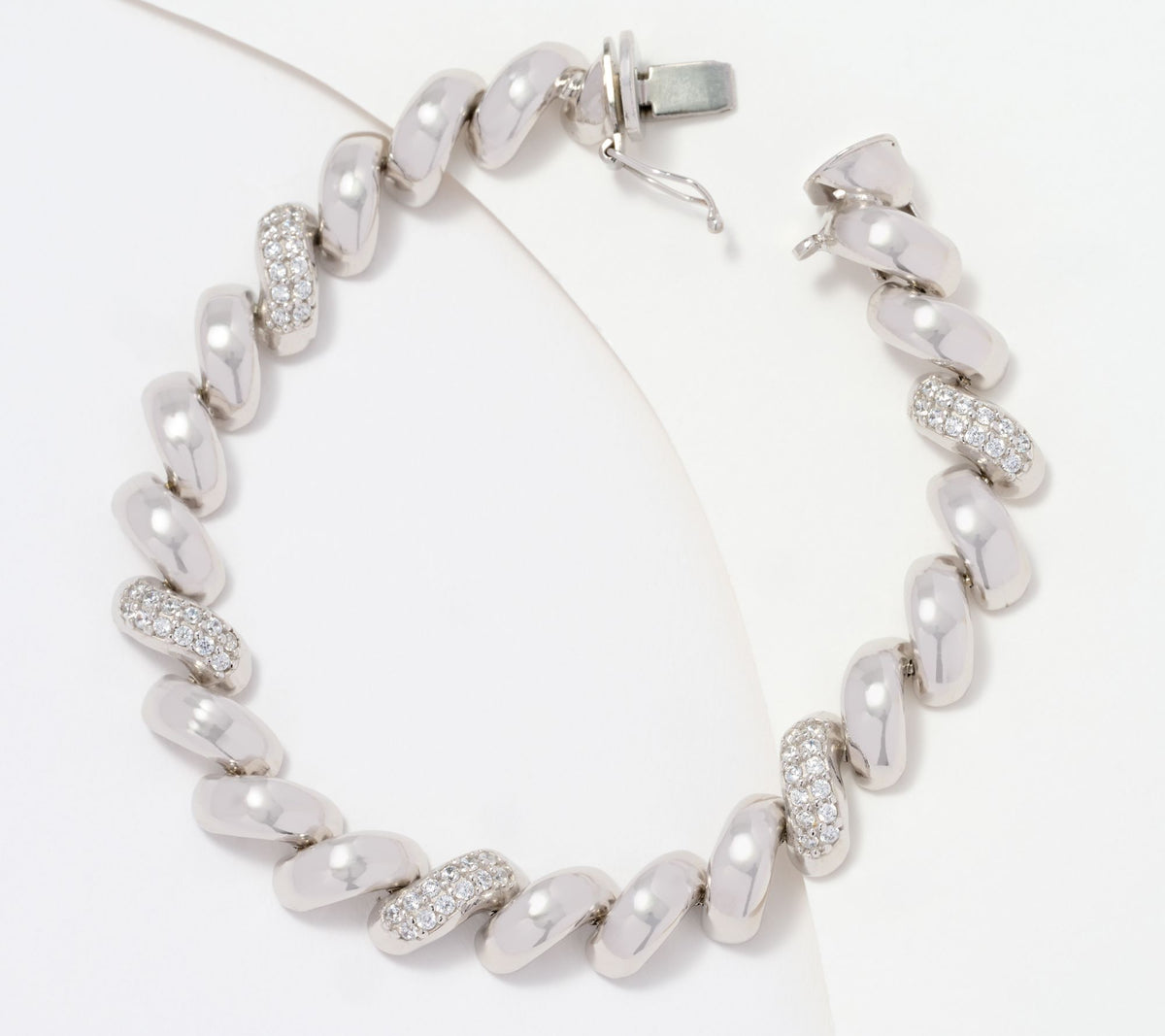 Diamonique Italia Sterling Silver San Marco Pave Station Bracelet 7-1/2"Avg
