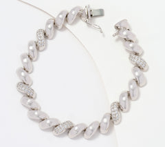 Diamonique Italia Sterling Silver San Marco Pave Station Bracelet 7-1/2"Avg