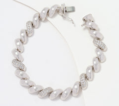 Diamonique  Sterling Silver Italia San Marco Pave Station Bracelet, 6-3/4"