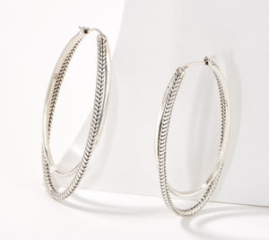 JAI Sterling Silver Balance & Harmony Basketweave Hoop Earrings, 2"