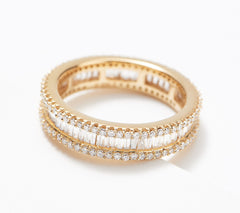 Affinity Sterling Silver Goldclad Baguette Diamonds 1 cttw Eternity Ring, Size 7