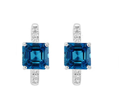 Effy Showstopper Square London Blue Topaz & Diamond Hoop Earrings, 14K