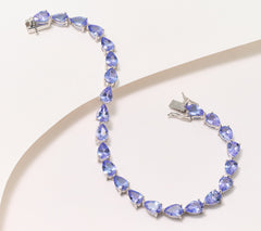 Affinity Gems Pear Tanzanite 12cttw Line Bracelet, Sterling Silver 6-3/4"