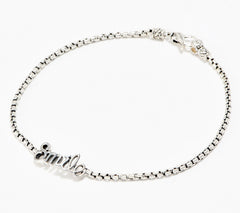 JAI Sterling Silver Love Script "Smile" Message Anklet, 12"