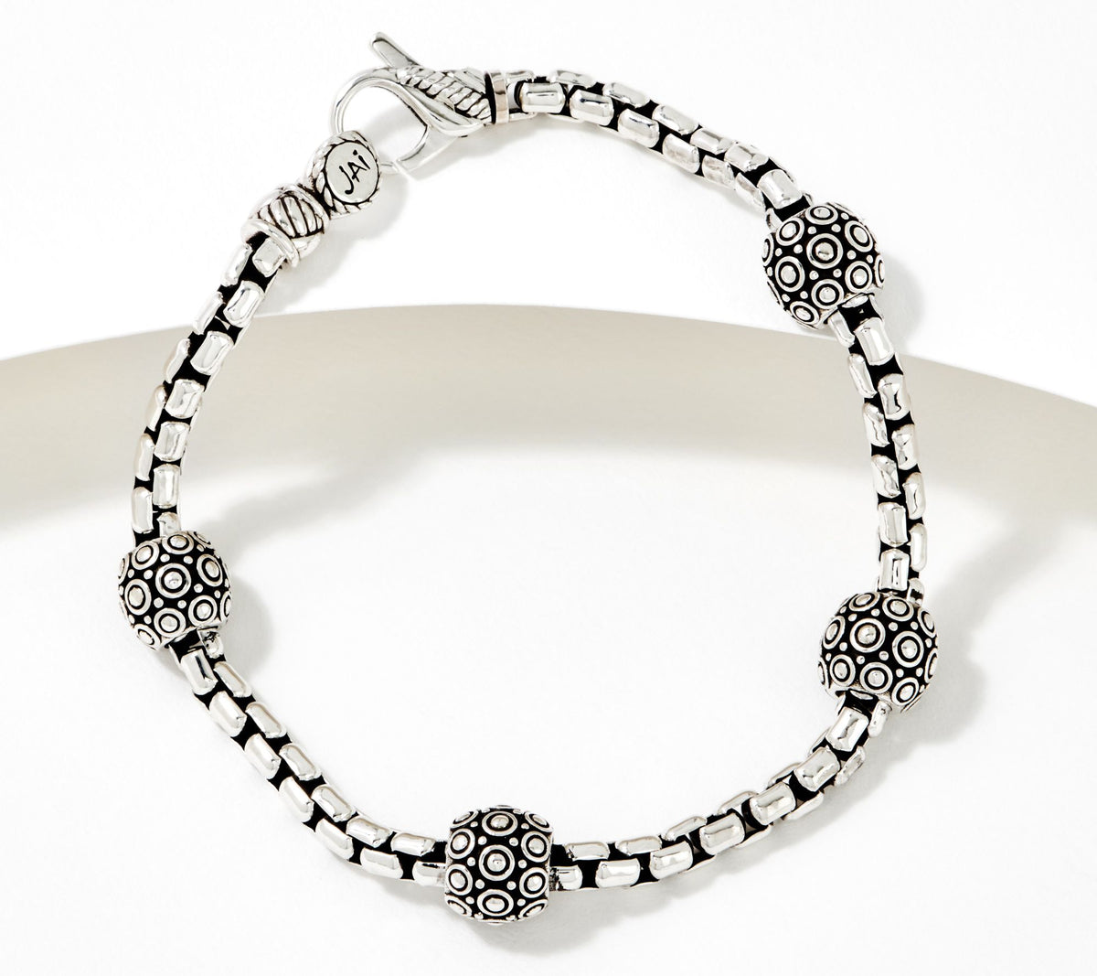 JAI Sterling Silver 3.7mm Signature Kalahari Texture Bead Bracelet, 8-1/4"
