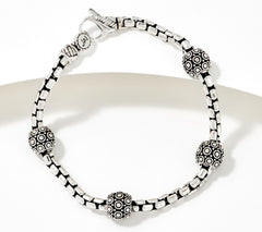 JAI Sterling Silver 3.7mm Signature Kalahari Texture Bead Bracelet, 8-1/4"