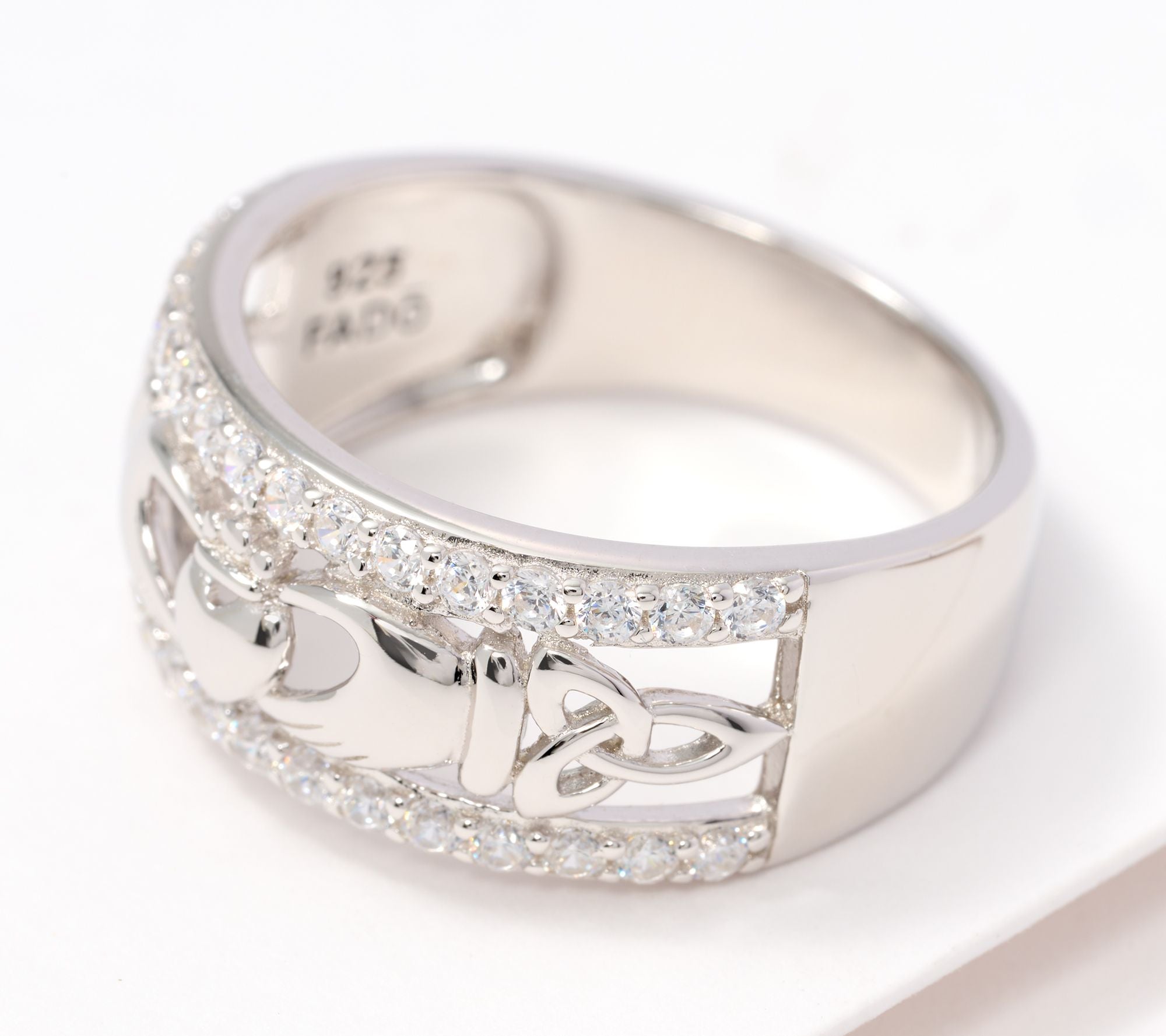Fado Sterling Silver Trinity Claddagh Band Ring, Size 5