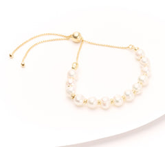 Honora Goldcald Sterling Silver Cultured White Pearl Adjustable Box Chain Bracelet