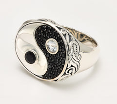 Third Person Sterling Silver Creative Soul Yin Yang Spinel/Topaz Ring, Size 8