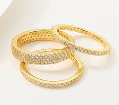 Diamonique GoldClad Sterling Silver Set of 3 Round Cut Stack Ring Size 7
