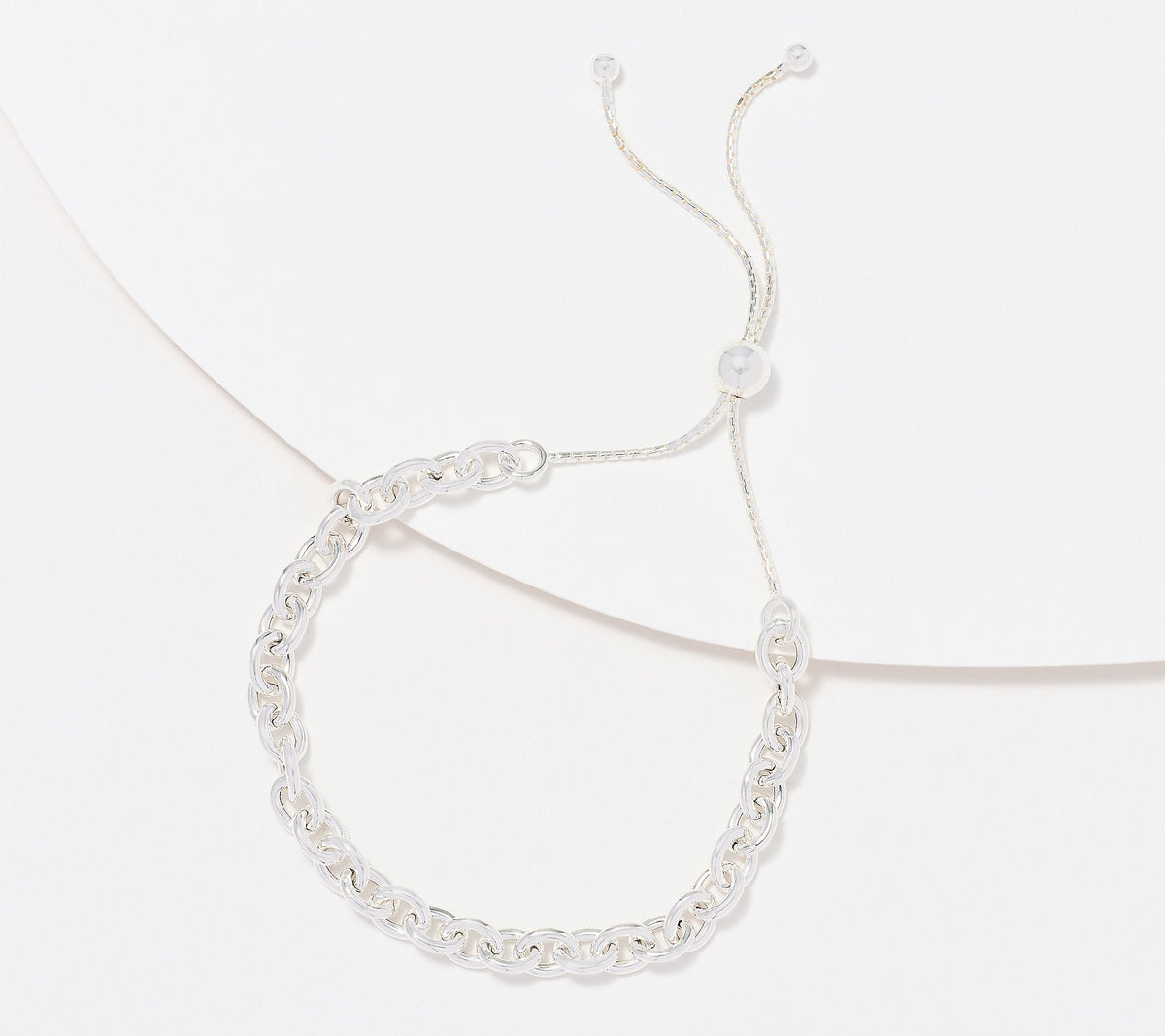 UltraFine 950 Silver Adjustable Oval Rolo, Bolo Bracelet, One Size