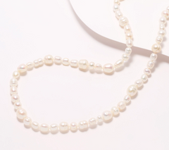 Honora 60" Cultured White Pearl Strand Gold-Over Sterling Silver Necklace