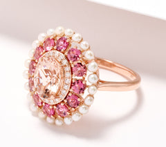 Effy 14k Rose Gold Freshwater Pearl & Gemstone Ring, Size 6 (QVC $1950)