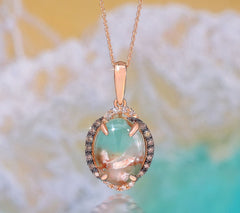 Gem Discoverer Oval Aquaprase & Diamond Necklace, 14K Rose Gold