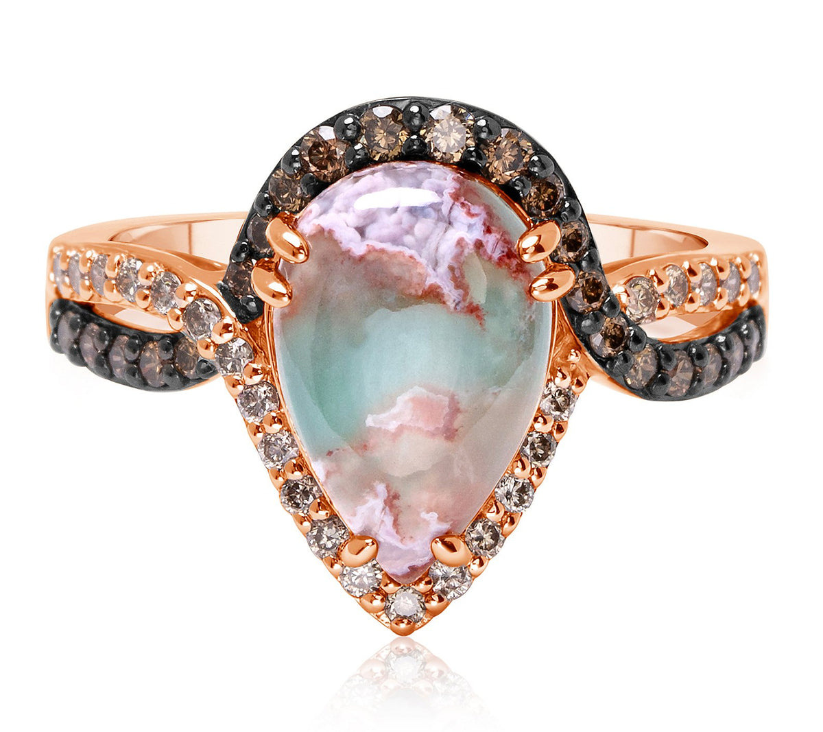 Gem Discoverer Pear-Cut Aquaprase & Diamond Ring, 14K Rose Gold | Sz 8