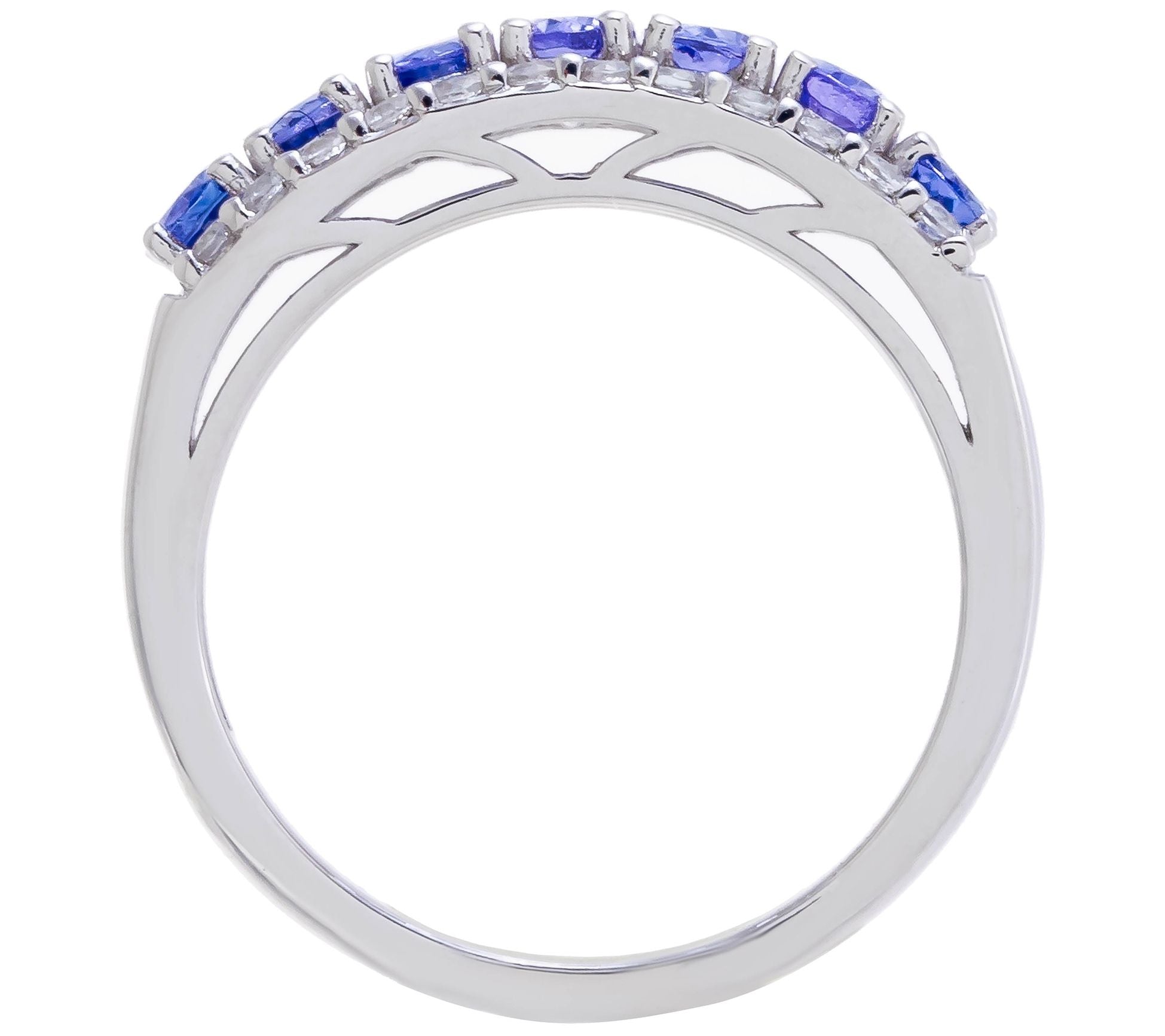 Affinity Gems Sterling Silver Tanzanite & White Zircon Band Ring, Size 7