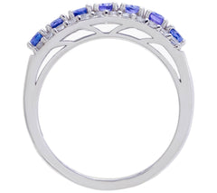Affinity Gems Sterling Silver Tanzanite & White Zircon Band Ring, Size 7