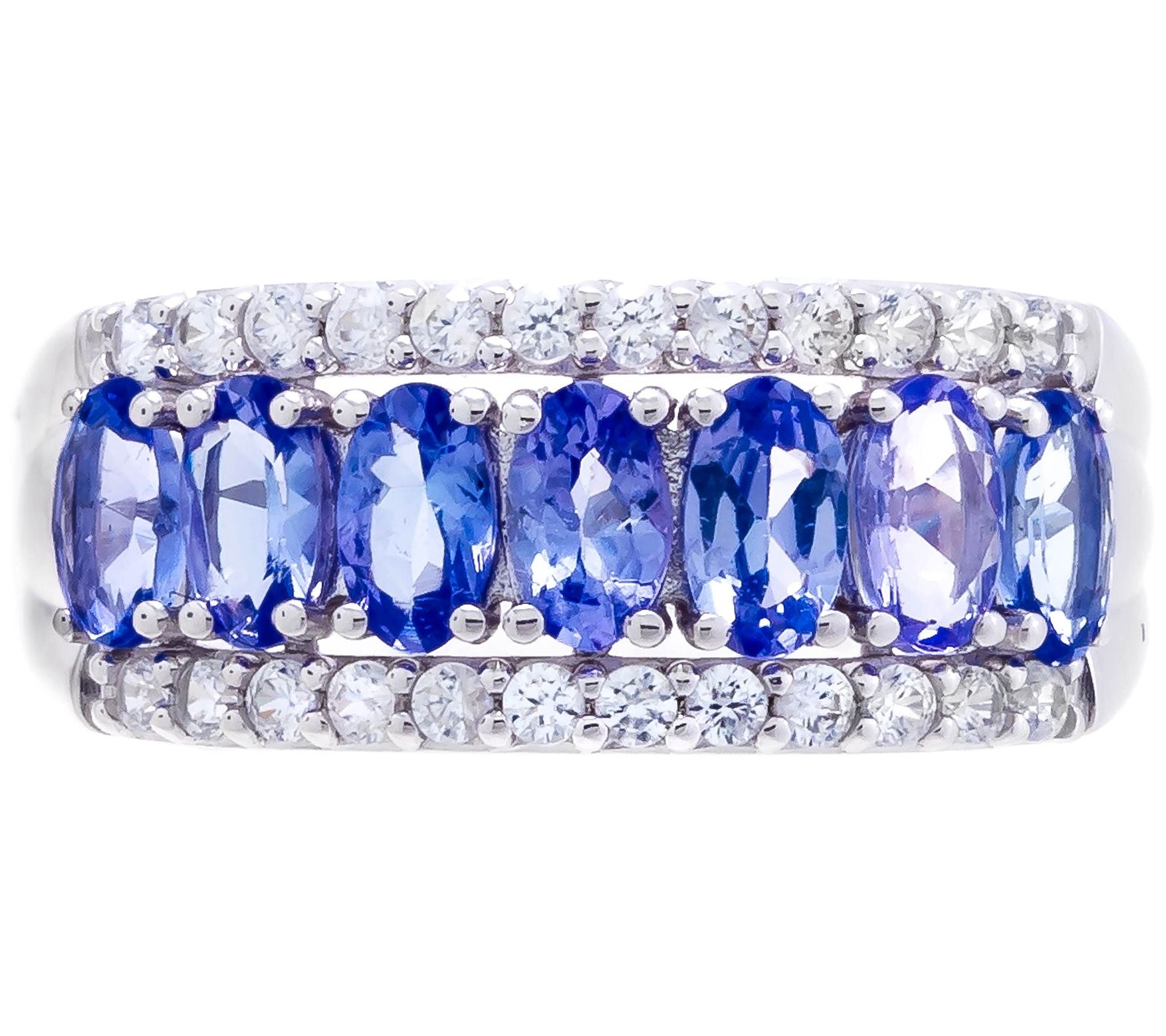 Affinity Gems Sterling Silver Tanzanite & White Zircon Band Ring, Size 7