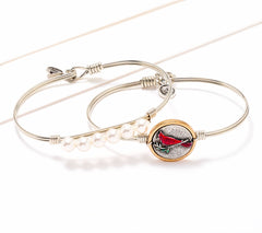 Luca & Danni Silvertone Set of 2 Inspirational Cardinal Bangles 7-1/2"