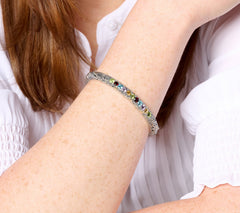 Artisan Crafted Sterling Silver Natural Semi-Precious Gem Bangle,  8"