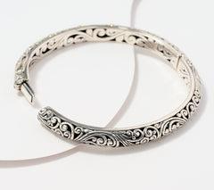 Artisan Crafted Sterling Silver Natural Semi-Precious Gem Bangle,  8"