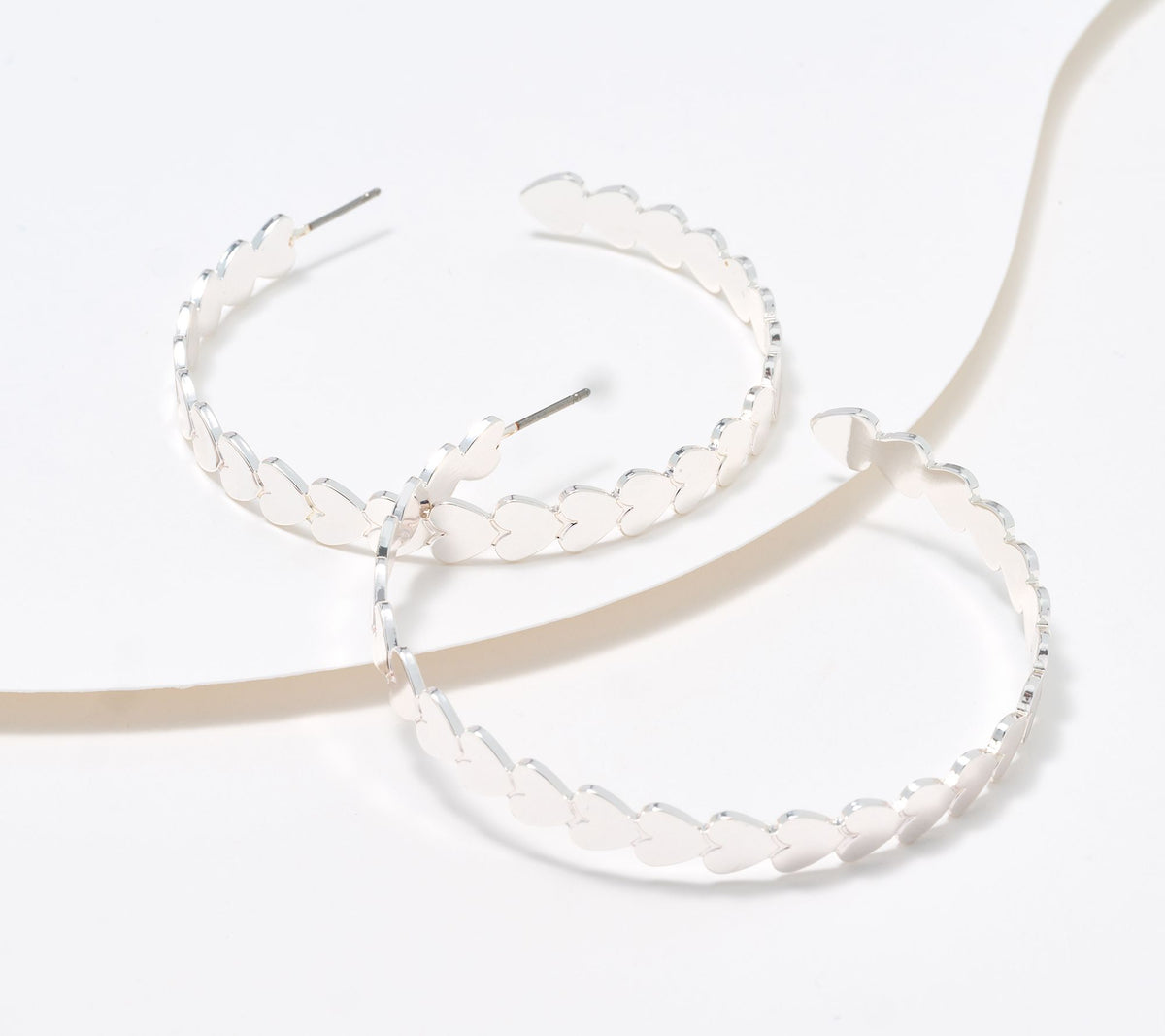 Attitudes by Renee Silvertone Pathway to Your Heart Hoop Earrings