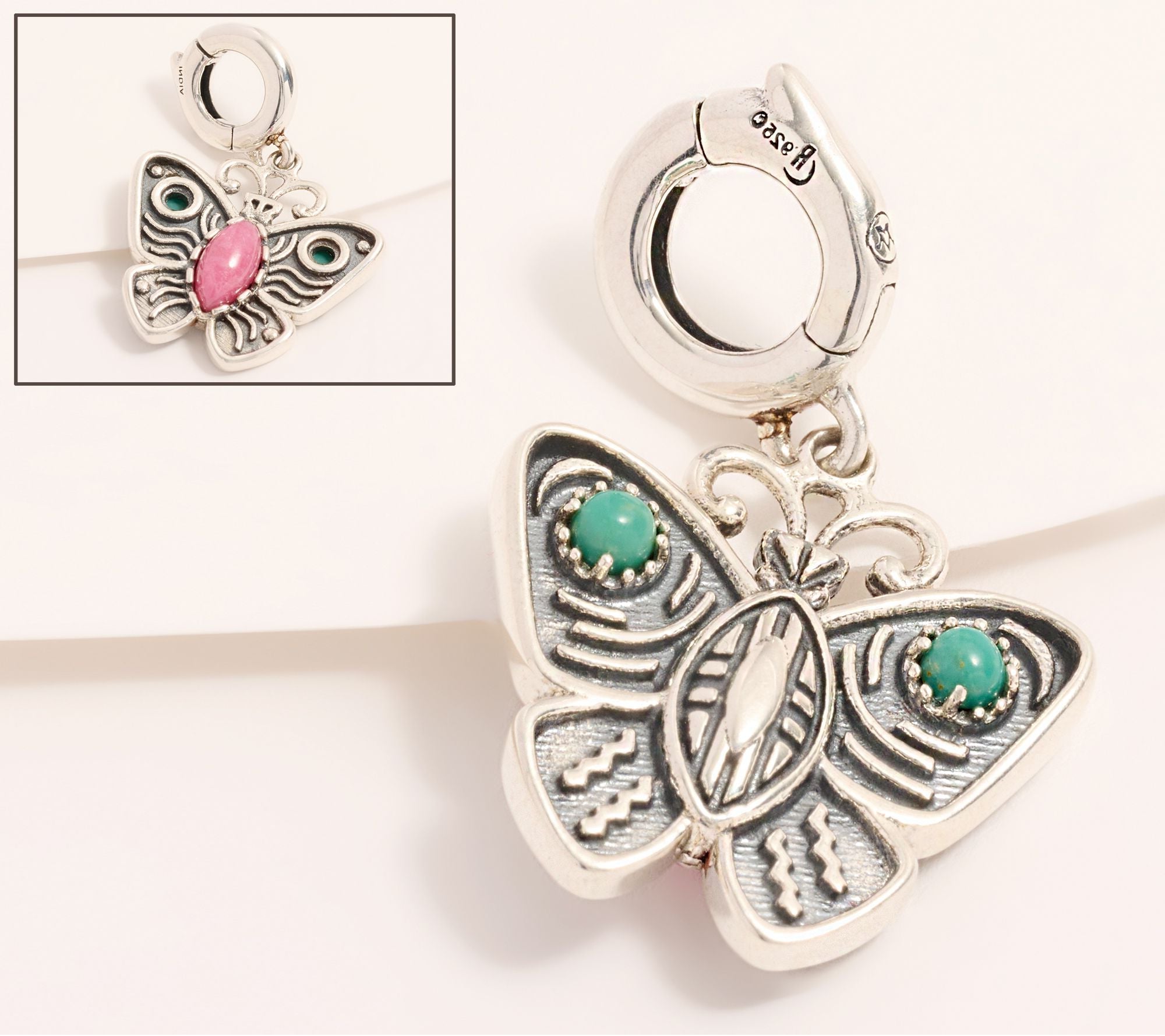 American West Sterling Silver Gemstone Mini  Butterfly Enhancer, 1-3/8"