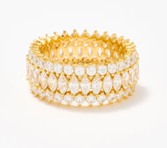 Diamonique Marquise & Round Cut Band Ring, 14K GoldClad Sterling Silver, Size 9