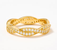 Diamonique Classics Braided Band Ring 14K Gold-Plated Sterling Silver Size 10