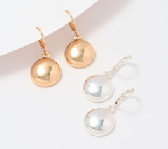 Joan Rivers Set of 2 Polished Metal Disc Earrings, Silver/Gold
