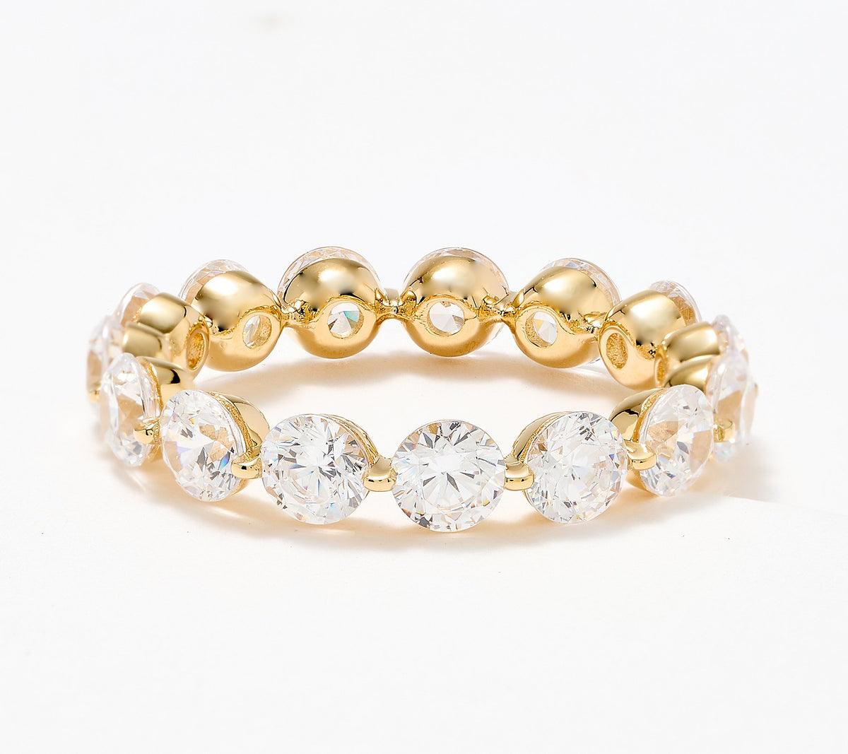Diamonique Floating Bezel Round-Cut Eternity Ring, 14K GoldClad Sterling Silver Size 8