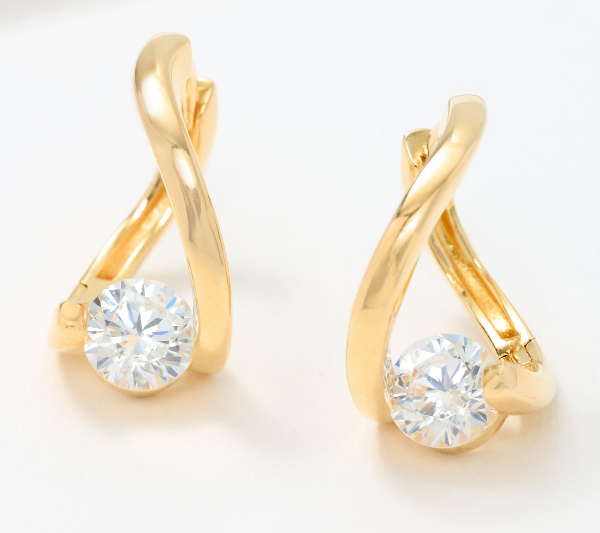 Diamonique Sterling Silver Goldclad Italia Twist Polished Hoop Earrings, 3/4"