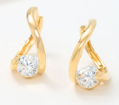Diamonique Sterling Silver Goldclad Italia Twist Polished Hoop Earrings, 3/4"