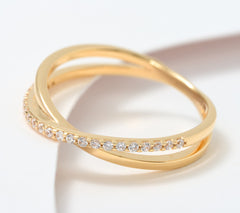 Diamonique 14k Yellow Gold Italia Crisscross Band 2.1g  Ring, Size 7