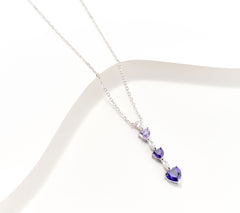 Diamonique x Kathy Levine Ombre Purple Heart Necklace, Sterling Silver