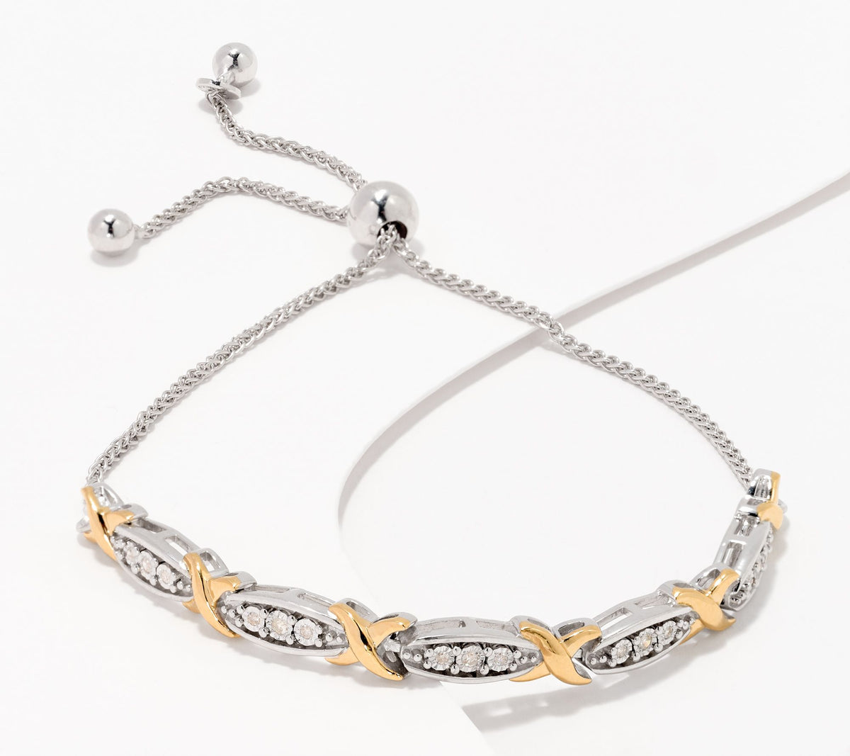 Affinity Sterling Silver Goldclad  Bolo Bracelet, Adjustable
