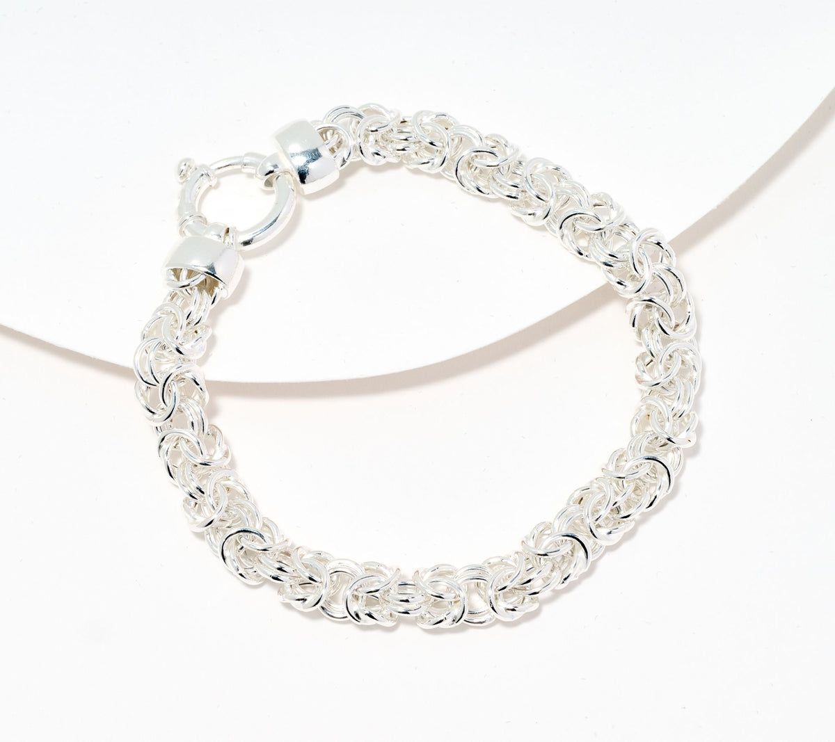 UltraFine 950 Silver Byzantine Italian Chain Bracelet Avg