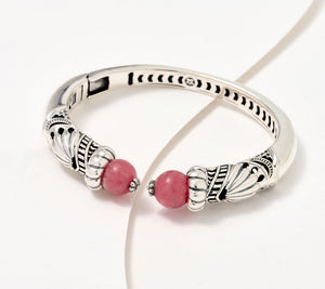 American West Sterling Silver Rhodochrosite Gemstone Hinged Cuff, 7" Avg