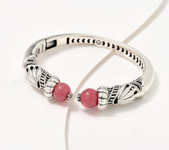 American West Sterling Silver Rhodochrosite Gemstone Hinged Cuff, 7" Avg