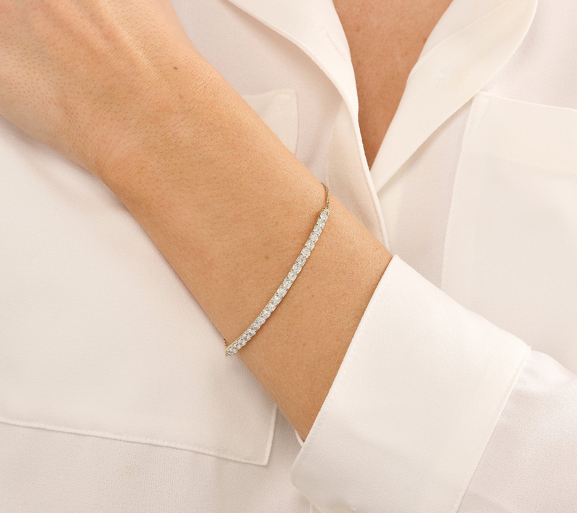 QVC Fire Light Lab Grown Diamond Bar 2.25cttw Bracelet, 14K