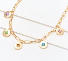 Joan Rivers Paperclip Chain with Medallion Charm Goldtone Necklace 18"