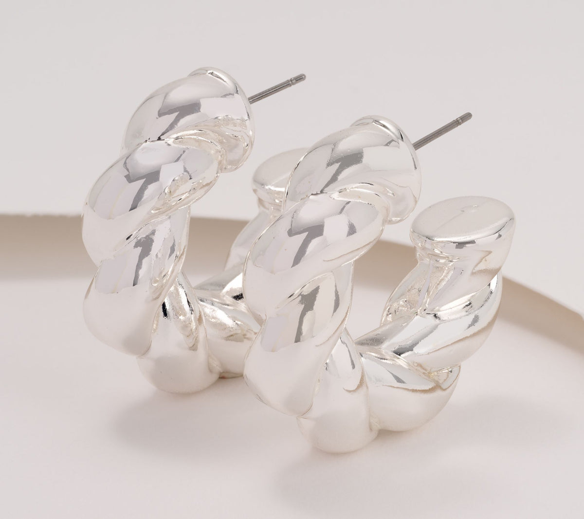 Joan Rivers Twisted Braid Silver Tone Hoop