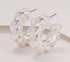 Joan Rivers Twisted Braid Silver Tone Hoop